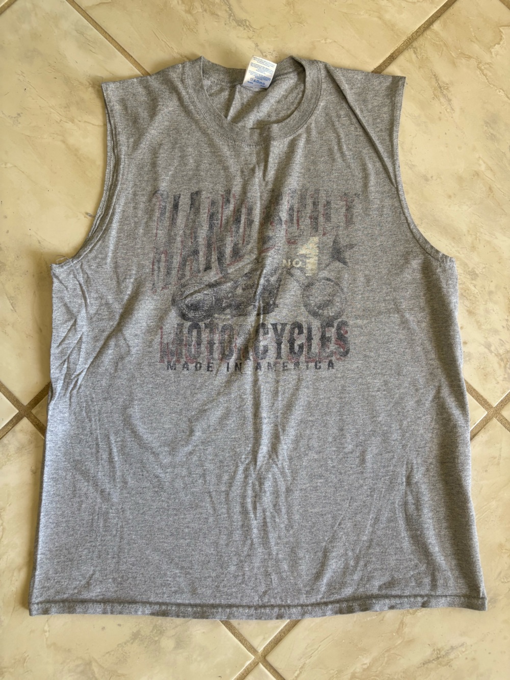 Gildan Gray Ultra Cotton Tee with Blue Logo Tag